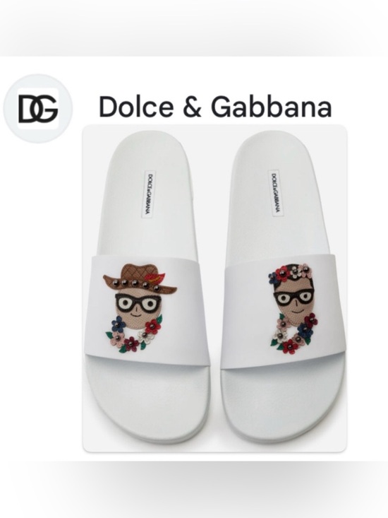 Dolce & Gabbana Other - NIB [Dolce & Gabanna] Patches of the Designers Rubber/Calfskin Slides Mens US 10